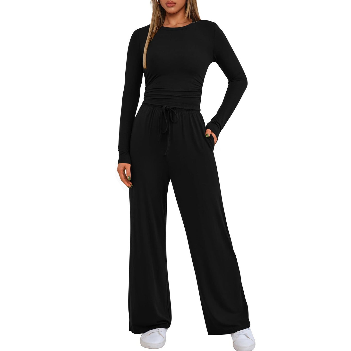 🔥LAST DAY 50% OFF👚2026 Women's Casual Wear Long-Sleeved Loose-Fit Trouser Set 💕