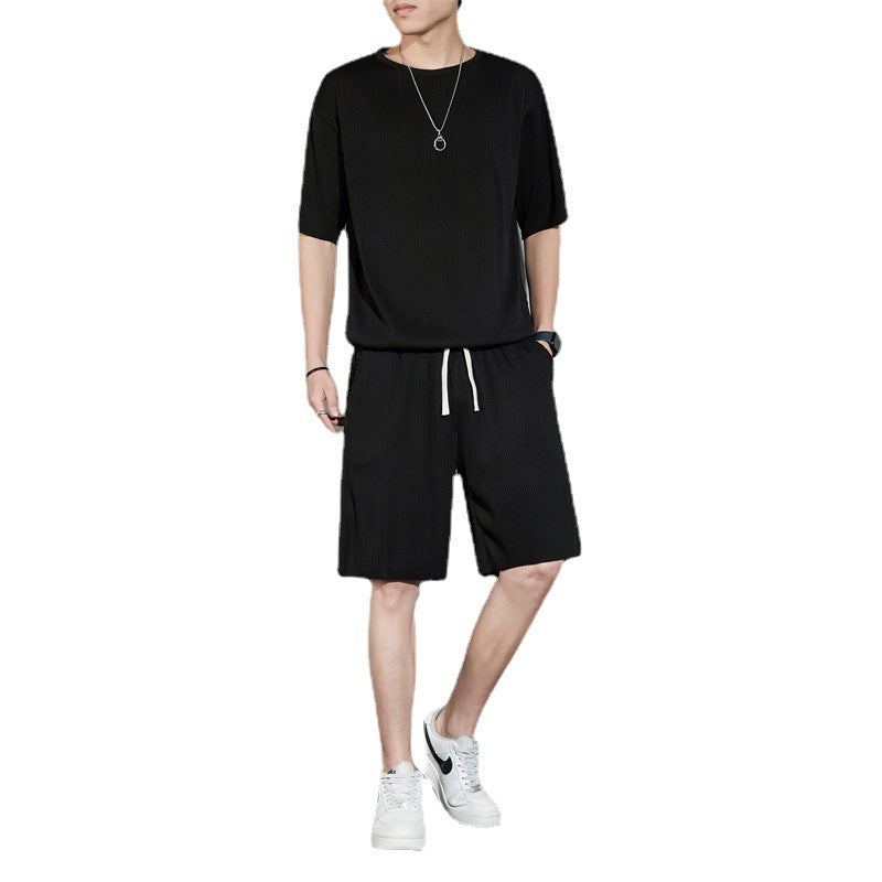 Men’s Quick-drying Ice Silk Short-sleeve Tee & Shorts 2-piece Set