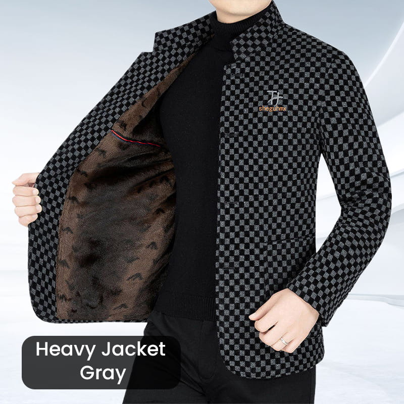 Men’s Trendy Checkered Warm Jacket with Pockets