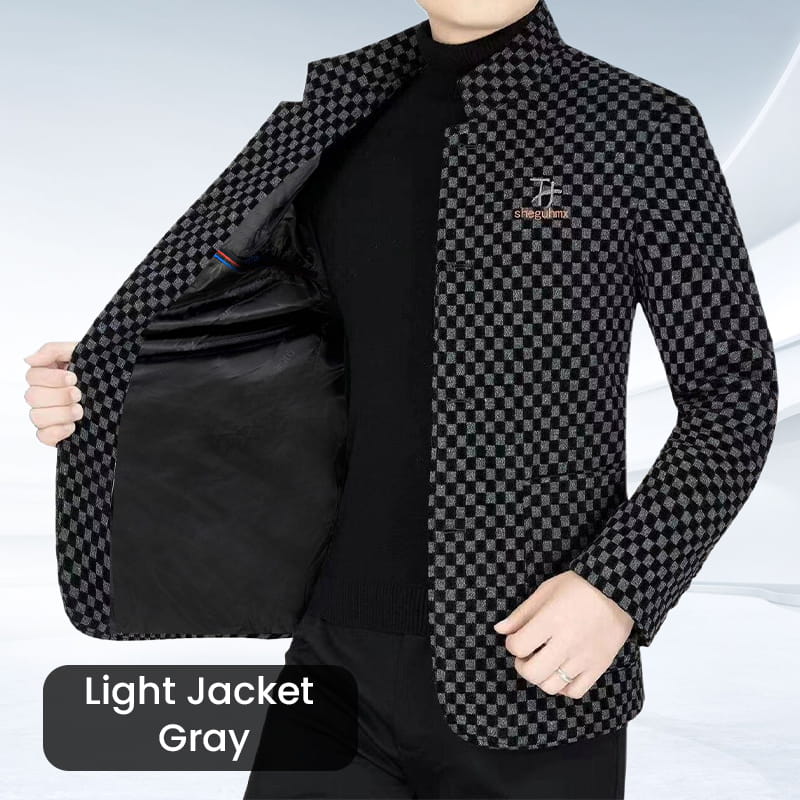 Men’s Trendy Checkered Warm Jacket with Pockets