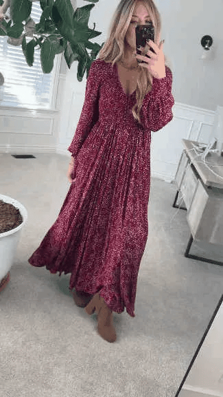 🌺50% OFF NOW! ✨ Women’s Floral Rayon Smocked-Waist Lined Maxi Dress – Flattering Fit, Lightweight Fabric & Elegant Boho Style 💃