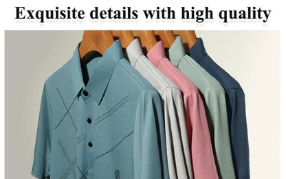 ⏳Time-Limited Special⏰Men's Ice Silk Stretch Shirt – Waterproof, Quick-Dry & Eco-Friendly – Cool Breathable Tech Fabric Shirt 🌿