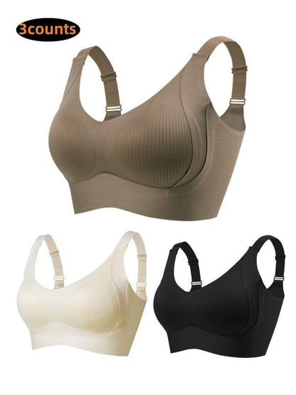 🎁2026 HOT SALE!🎁Huge discount 🔥 💕 Subtle Striped Seamless Bra with W-Support – Comfort & Style!