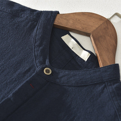 👔 LIMITED-TIME 50% OFF! ✨ Men's Linen Short Sleeve Shirt – Casual, Stand Collar, 5 Sizes 🏖️