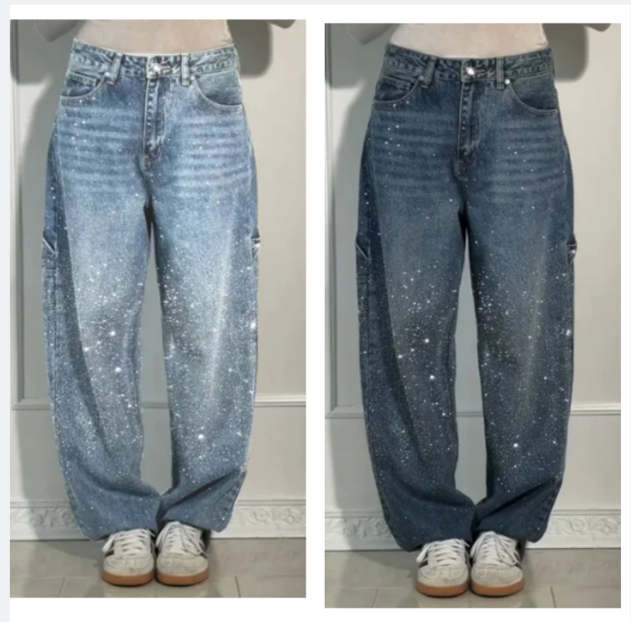🌸Limited-time offer💐 Women's Straight Jeans with Rhinestones