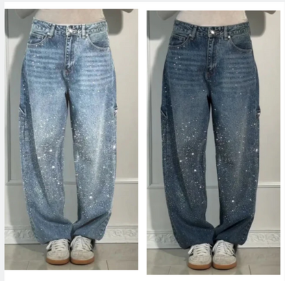 🌸Limited-time offer💐 Women's Straight Jeans with Rhinestones