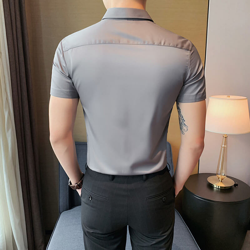 Men's Ice Silk High Elasticity Short Sleeve Shirt – Breathable, Moisture-Wicking & Anti-Bacterial 💪