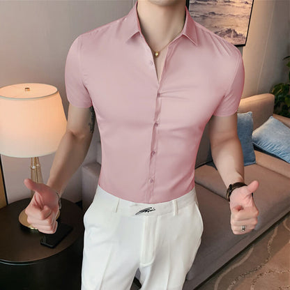 Men's Ice Silk High Elasticity Short Sleeve Shirt – Breathable, Moisture-Wicking & Anti-Bacterial 💪