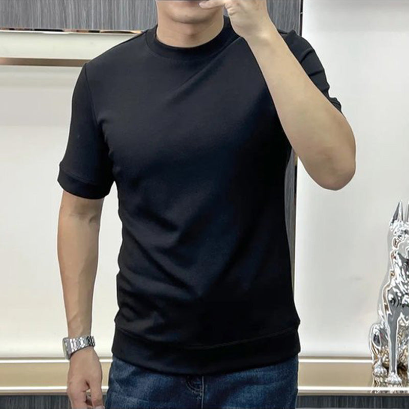 T-shirt en coton pur à collier simple d'été pour hommes （50% de réduction）