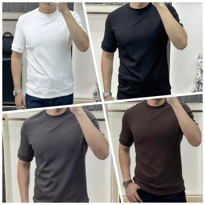 T-shirt en coton pur à collier simple d'été pour hommes （50% de réduction）