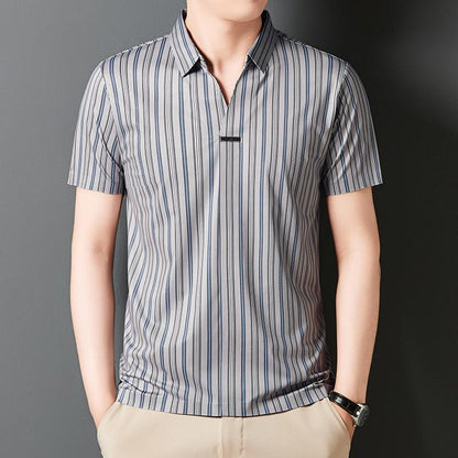 Chemise à manches courtes à rayures à rayures pour hommes （50% de réduction）