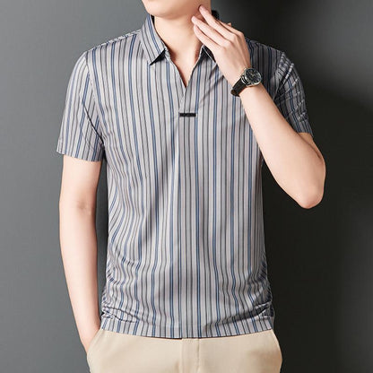 Chemise à manches courtes à rayures à rayures pour hommes （50% de réduction）