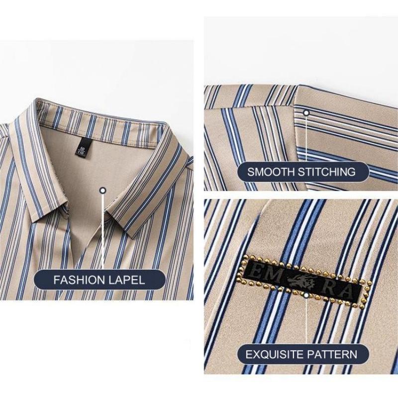 Chemise à manches courtes à rayures à rayures pour hommes （50% de réduction）