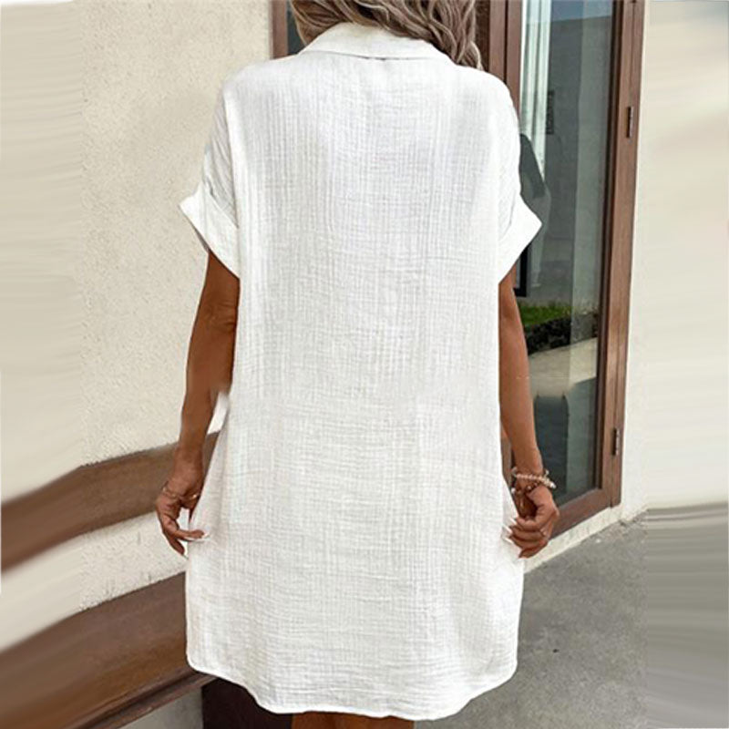 ⏳Time-Limited Special⏰Women's Buttoned Short Sleeve Pocket Casual Shirt Dress