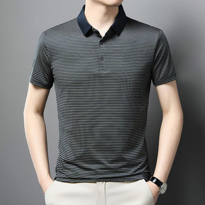 Men’s Casual Ice Silk Lapel T-shirt（50% OFF）