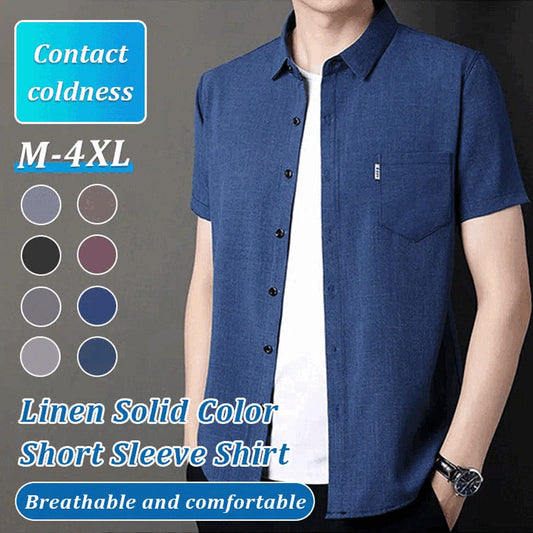 🔥Hot Sale🔥Men's Soft Solid Color Short Sleeve Lapel Shirt（50% OFF）