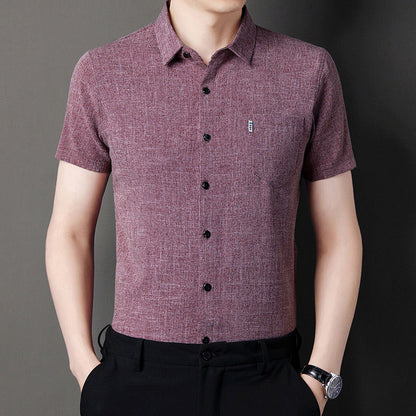 🔥Hot Sale🔥Men's Soft Solid Color Short Sleeve Lapel Shirt（50% OFF）