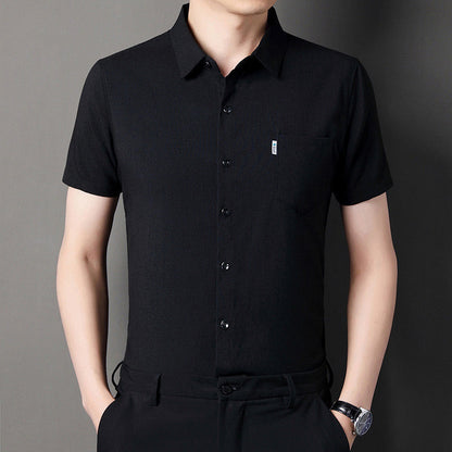 🔥Hot Sale🔥Men's Soft Solid Color Short Sleeve Lapel Shirt（50% OFF）