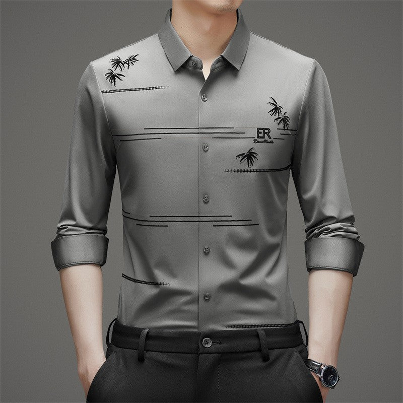 Chemise à manches longues imprimées à la mode pour hommes