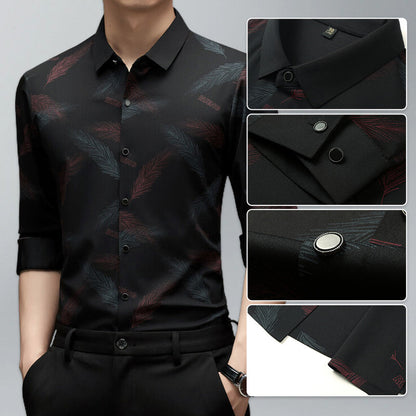 🔥Chemise à manches longues imprimée décontractée pour homme