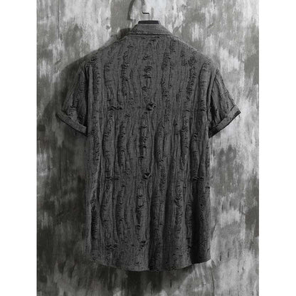 Men's Hollow Out Short Sleeve Shirt（50% OFF）