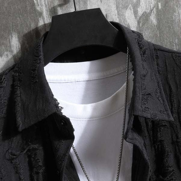 Men's Hollow Out Short Sleeve Shirt（50% OFF）