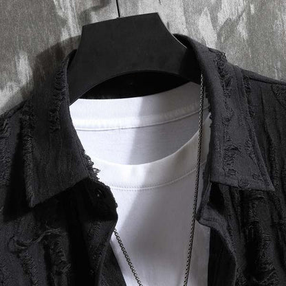 Men's Hollow Out Short Sleeve Shirt（50% OFF）