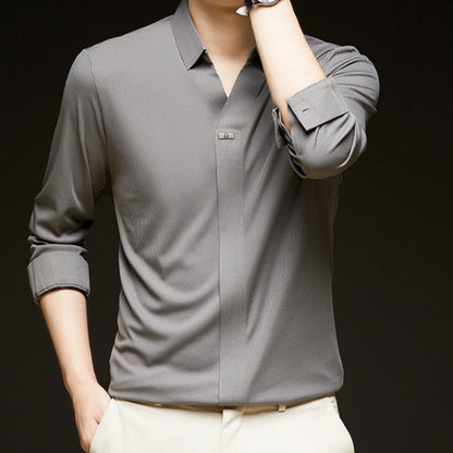 ✨New Arrival✨Comfortable Men's Solid Color Long Sleeve Shirt
