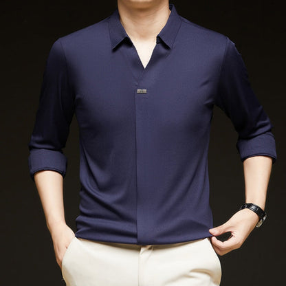 ✨New Arrival✨Comfortable Men's Solid Color Long Sleeve Shirt