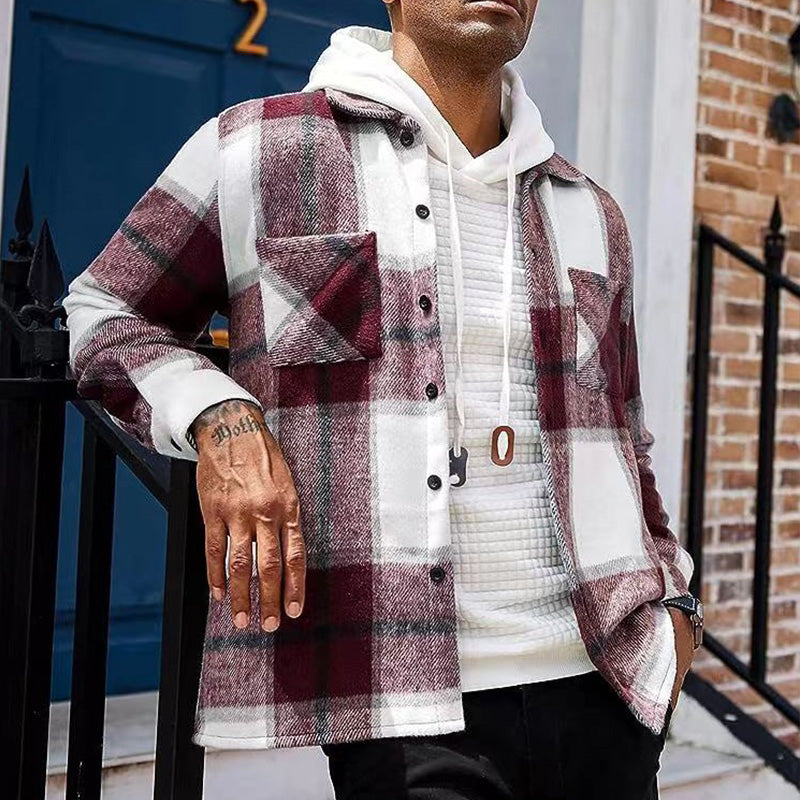 Veste à carreaux chauds épaissi des hommes （50% de réduction）