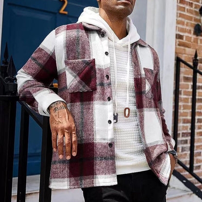 Veste à carreaux chauds épaissi des hommes （50% de réduction）