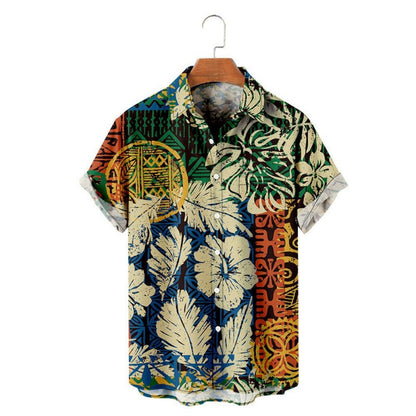 Chemise de plage à manches courtes à imprimé à imprimé à la mode pour hommes