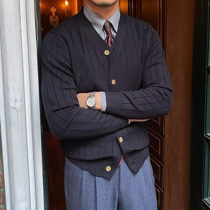 Pull avant ouvert à col en V masculin aux couleurs unis （50% de réduction）