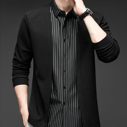 Men's Fake Two-Piece Striped Long-Sleeved Sweater（50% OFF）