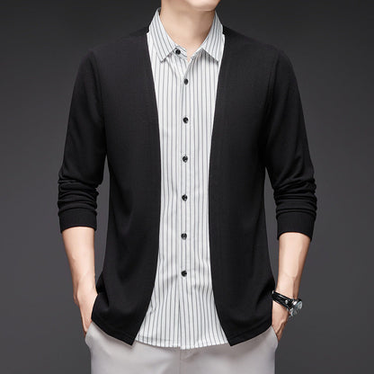 Men's Fake Two-Piece Striped Long-Sleeved Sweater（50% OFF）