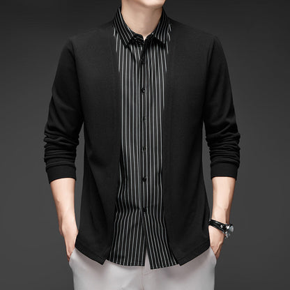 Men's Fake Two-Piece Striped Long-Sleeved Sweater（50% OFF）