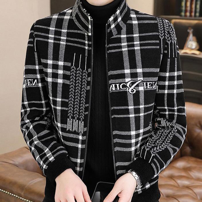 Veste en tweed épaisse rembourrée pour hommes avec col de support