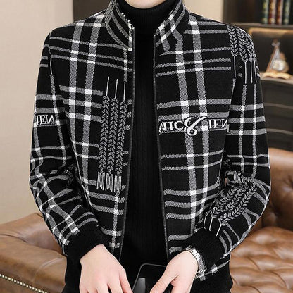 Veste en tweed épaisse rembourrée pour hommes avec col de support