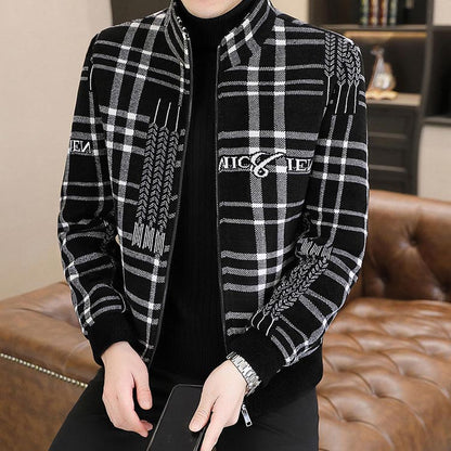 Veste en tweed épaisse rembourrée pour hommes avec col de support