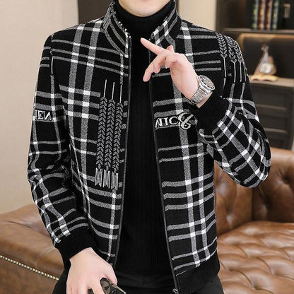 Veste en tweed épaisse rembourrée pour hommes avec col de support