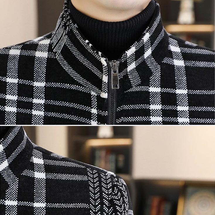 Veste en tweed épaisse rembourrée pour hommes avec col de support