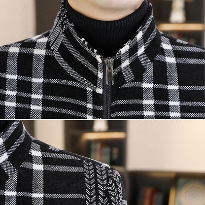 Veste en tweed épaisse rembourrée pour hommes avec col de support