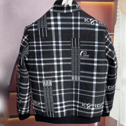 Veste en tweed épaisse rembourrée pour hommes avec col de support