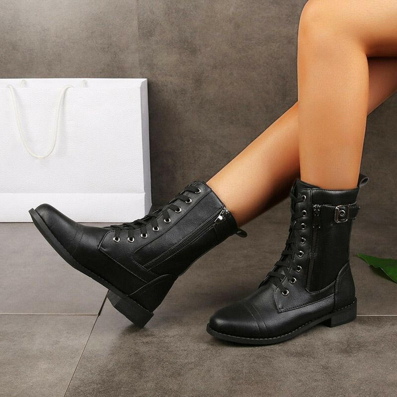 🍂Women's Round Toe Side Zipper Boots