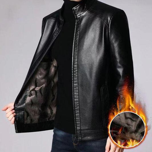 Men’s Warm Plush Lining Leather Jacket Coat（50% OFF）