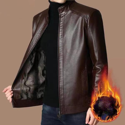Manteau de veste en cuir en peluche chaude pour hommes （50% de réduction）