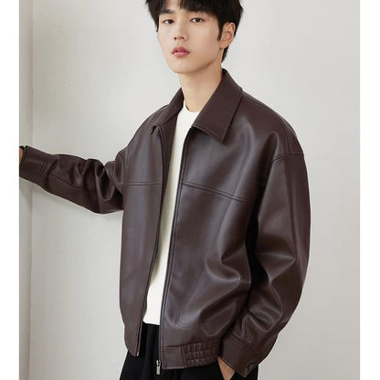 ✨Nouvelle arrivée✨Veste à revers en cuir PU pour homme