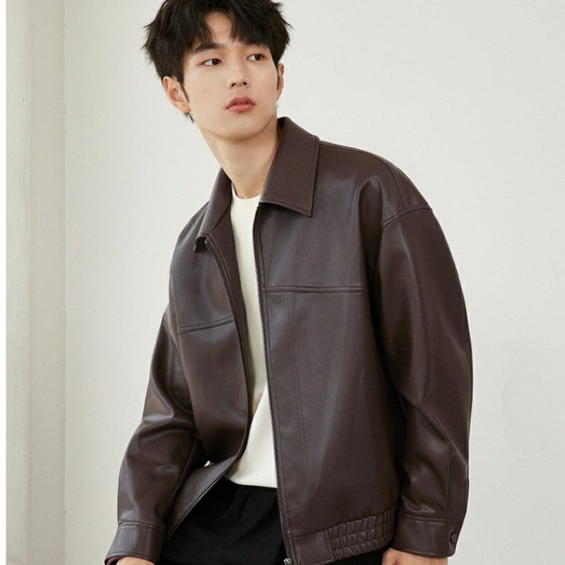 ✨Nouvelle arrivée✨Veste à revers en cuir PU pour homme