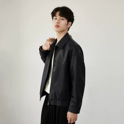 ✨Nouvelle arrivée✨Veste à revers en cuir PU pour homme