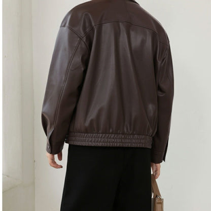 ✨Nouvelle arrivée✨Veste à revers en cuir PU pour homme